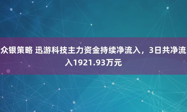 众银策略 迅游科技主力资金持续净流入，3日共净流入1921.93万元
