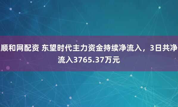 顺和网配资 东望时代主力资金持续净流入，3日共净流入3765.37万元