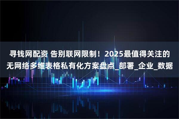 寻钱网配资 告别联网限制！2025最值得关注的无网络多维表格私有化方案盘点_部署_企业_数据