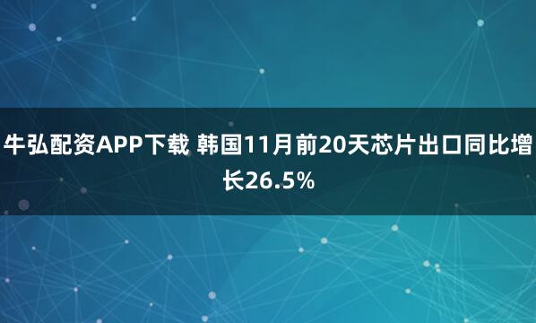 牛弘配资APP下载 韩国11月前20天芯片出口同比增长26.5%