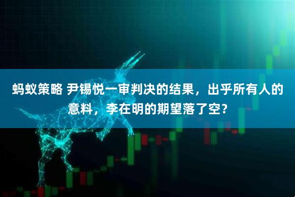 蚂蚁策略 尹锡悦一审判决的结果，出乎所有人的意料，李在明的期望落了空？